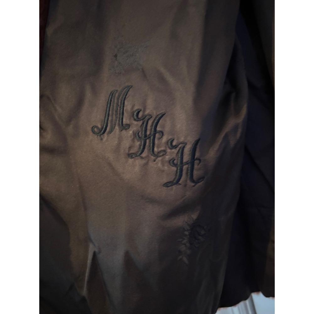 Vintage Mahogany Mink Fur Coat Brown Shawl Collar‎ Monogrammed 1950s 1960s Lux - Picture 5 of 6